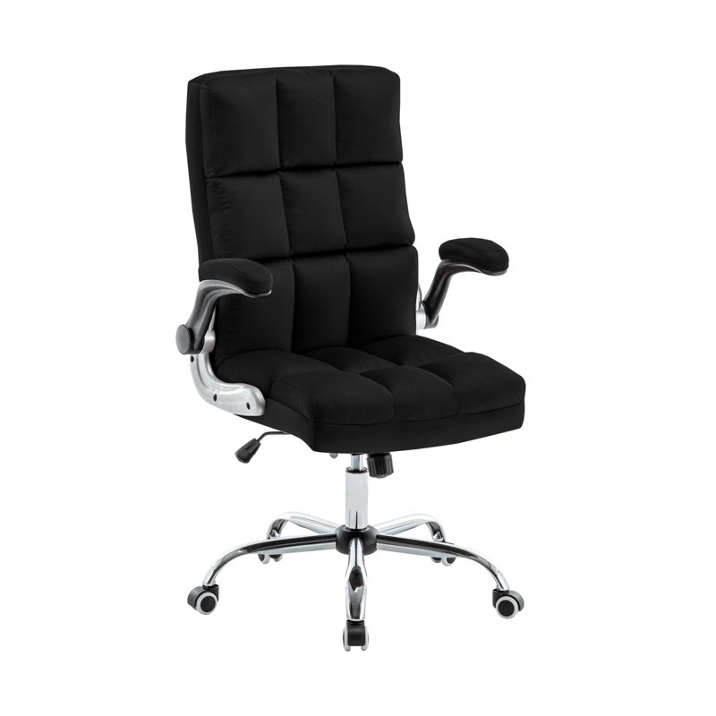 Kahaleel Velvet Upholstered Office Chair with Chrome Legs Inbox Zero Body Fabric Black Velvet